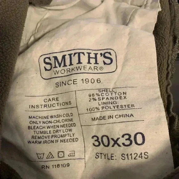 Smiths Workwear Pants Men's 30x28 Green Straight Leg Casual Pockets Work Heavy - Picture 3 of 6